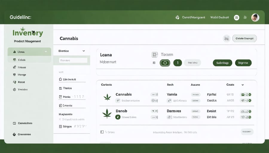 Screenshot of cannabis inventory management software displaying product tracking data